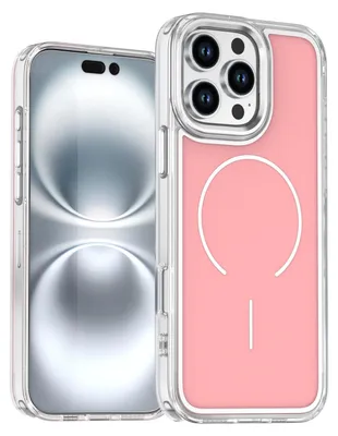 Produktbild von Magnetische Hülle für iPhone 16 Pro Max, Dünn Klare Stoßfest Handyhülle, Kompatibel mit MagSafe Pink