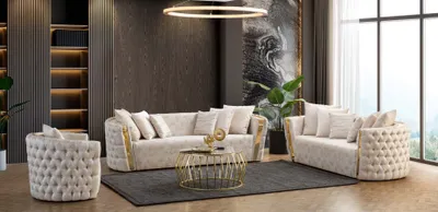 Obrázok produktu pre Kompletná luxusná súprava Chesterfield z nehrdzavejúcej ocele 3+2+1 miestna súprava nábytku