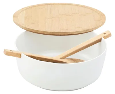 Image de Saladier en bois avec couverts de service pour la cuisine
