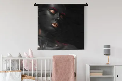 Produktbild von MuchoWow® Wandteppich Wandbehang Frau - Kupfer - Schwarz 90x90 cm Tapisserie Dekoration Wandtuch - Wandaufhänger