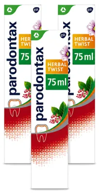 Produktbild von 3 x Parodontax Herbal Twist Tandpasta - Ingwer & Minze - 75 ml - Vorteilspackung - 3 Stücke