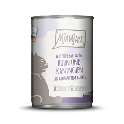 Produktbild von Mjamjam 400gx6 DUO Hühnchen & Kaninchen & Kürbis