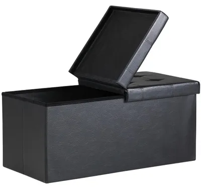 Image de Banc de rangement, noir, 80 x 40 x 40 cm, pliable, capacité 100 L