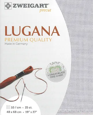 Produktbild von Zählstoff LUGANA Zweigart Precut 25 ct. 3835 Farbe 713 stahlgrau, Handarbeitsstoff für Stickerei 48x68 cm