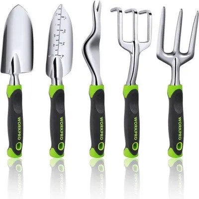Produktbild von Gartenwerkzeug-Set 5-teilig, Schaufel, Harke, für Gartenarbeit Grün