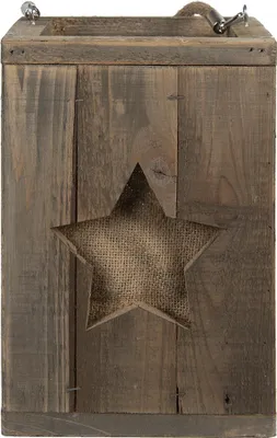 Image de Clayre & Eef Photophore 19x19x28 cm Marron Bois Étoile