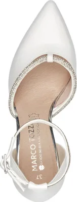 Produktbild von MARCO TOZZI Damen Pumps Fesselriemen Strasssteine Synthetik Leder 2-82404-42, Größe:42 EU, Farbe:Weiß
