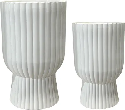 Produktbild von Pflanzenübertopf Faser-Ton Hevra Set 35x35x56 cm / 25x25x40 cm Natur 2er-Set