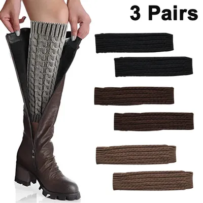 Produktbild von Paar Damen-Beinstulpen, Winter-Beinstulpen, warme Beinstulpen, gestrickte Beinstulpen, Einheitsgröße