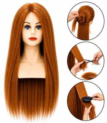 Image de Tête à coiffer avec buste Paula 60% cheveux naturels 80 cm