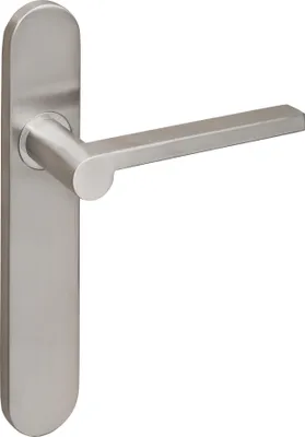 Image de Poignée de porte Lavuzo Caserta en acier inoxydable avec plaque arrondie - Par set