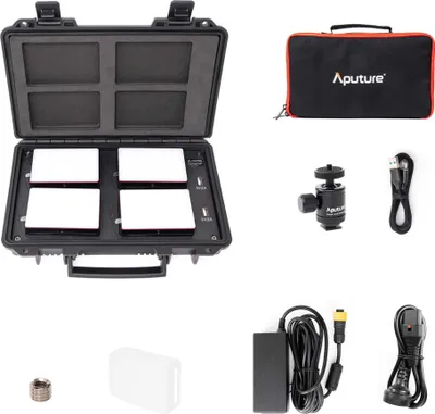 Obrázek produktu pro Aputure MC 4-Light Travel Kit, 5 W, 4 žárovek, Proměnný, 3200 K, 6500 K, Černá