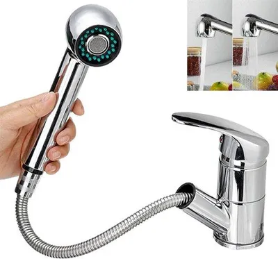 Obrázok produktu pre Kuchynská batéria s otočnou hlavicou o 360°, dvojitá, s 1 chrómovou armatúrou, s funkciou teplej a studenej vody, do kuchyne, kúpeľne a baru