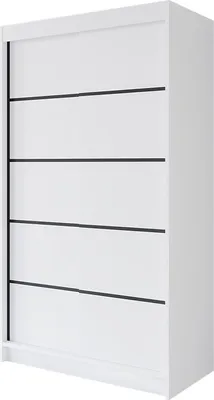 Produktbild von Easy4You P4 120 cm Weiß Schiebetüren Kleiderschrank 120x200x58 cm Schlafzimmermöbel, Aufbewahrung - Mehrzweckschrank - Farbe: Weiß