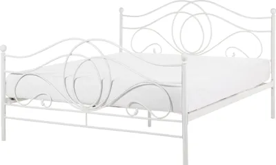 Produktbild von BELIANI Metallbett Weiß 140 x 200 cm Metall Solides Gestell Integrierter Lattenrost Verzierungen Romantisch Klassisch