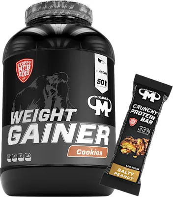 Produktbild von Mammut Nutrition - Weight Gainer 4500 g Dose - 50 Portionen + GRATIS Protein Bar (Salty Peanut), Geschmack: Cookies