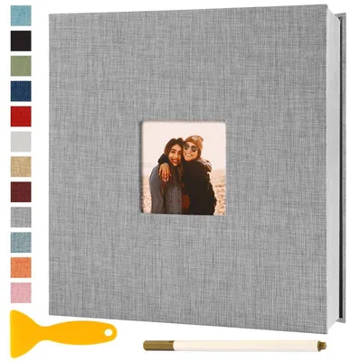 Produktbild von Fotoalbum Selbstklebend 33x32cm Grau 60 Seiten Leinenoptik
