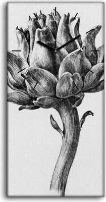Produktbild von Dekor Leinwand Uhr Wandbilder Geräuschlos 30x60 Zeichnung Florale Blumen Kunst - schwarze Hände