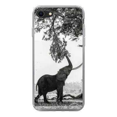 Produktbild von MuchoWow® Handyhülle Schutzhülle Hülle für iPhone 8 Elefant - Baum - Tiere - Schwarz und weiß Silikon Softcase Handy Hülle - Schutzhaube
