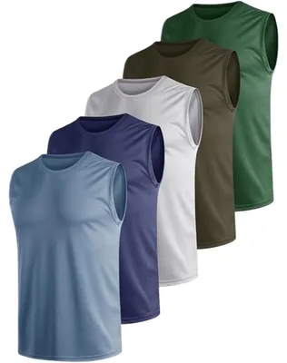 Productafbeelding van Heren sportieve tanktops, trainingsshirts, sneldrogend, set van 5, maat XXL