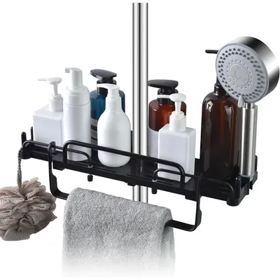 Produktbild von Duschablage Ohne Bohren Duschablage Zum Hängen Dusche Halterung Ablage Dusche Badezimmer Organizer mit Handtuchhalter Duschhalter