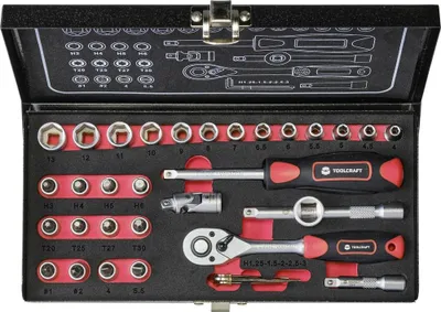 Produktbild von TOOLCRAFT Steckschlüsselsatz metrisch 1/4 (6.3 mm) 36teilig 826363