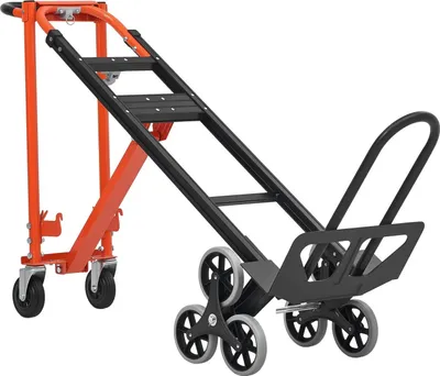 Zdjęcie produktu dla 3 w 1 przemysłowy wózek do wchodzenia po schodach, maksymalne obciążenie 350 kg, składany wózek ręczny z uchwytem i kółkami, wózek użytkowy do wchodzenia po schodach, przeznaczony do transportu i przenoszenia, pomarańczowo-srebrny