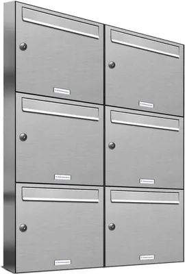 Produktbild von 6er V2A Edelstahl Wandbriefkasten Anlage 6 Fach Briefkasten Postkasten