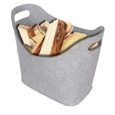 Produktbild von ORA-TEC Filzkorb für Kaminholz Kaminholzkorb – 45 x 24 x 40 cm – Kaminholztasche für Feuer-, Kamin- und Brennholz, Allzweckkorb aus Filz, Filztasche Grau