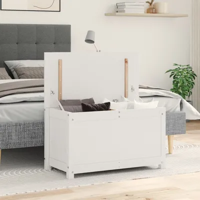 Produktbild von vidaXL Truhlica biela 80x40x45,5 cm Masívne borovicové drevo