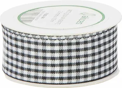 Immagine prodotto di STOFFBAND Nastro decorativo Nastro per tessuti Nastro regalo bianco e nero a scacchi 25mm/10m