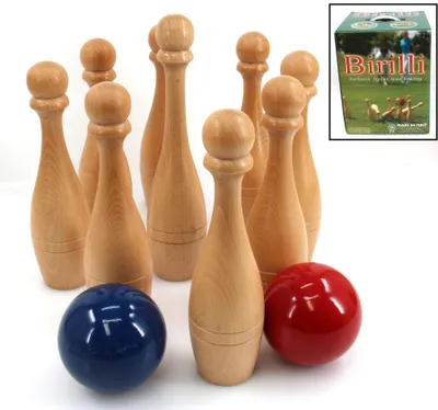 Produktbild von Buchenholz Deluxe Bowling Kegelspiel, massive Holz - Qualität Italy