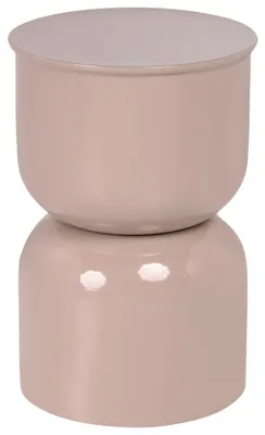 Produktbild von BELIANI Beistelltisch Hellbeige Metall 47 cm Hoch ø 31 cm Rund Skulpturales Modernes Design Wohnzimmertisch Ablagetisch Sofatisch Salontisch Indoor
