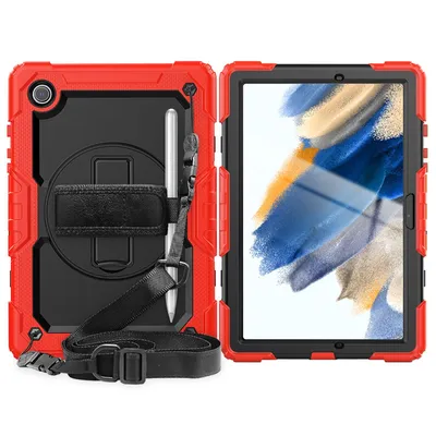 Produktbild von 4in1 Case für Samsung Tab A8 X200 X206 10.5 Hülle Stoßfest Schutz + Standfuß Rot