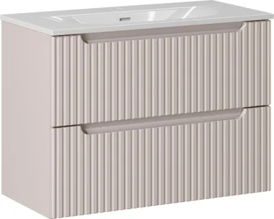 Zdjęcie produktu dla Szafka Łazienkowa 80 Cm Z Umywalką I Frezowanymi Szufladami Kaszmir