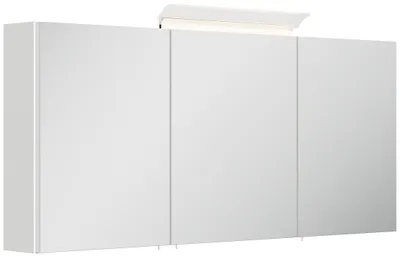 Produktbild von Spiegelschrank 140cm inkl. Design LED-Lampe und Glasböden weiss hochglanz