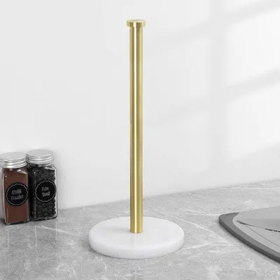 Produktbild von Famanu Küchenrollenhalter mit marmoriertem Fuß - Gold