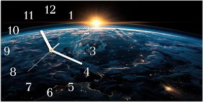 Produktbild von Wanduhr aus Glas mit Motiv Sonnenaufgang Erde- 60 x 30 cm - inkl. Aufhängesystem