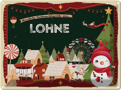 Produktbild von vianmo Blechschild 30x40 cm Weihnachtsgrüße aus Lohne Weihnachten Fest