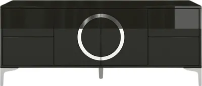 Produktbild von Eva Moderne Möbel Mit Silbernen Akzenten / Hochglanz / Tv-Schrank / 4 Schubladen / 150 Cm / Schwarz