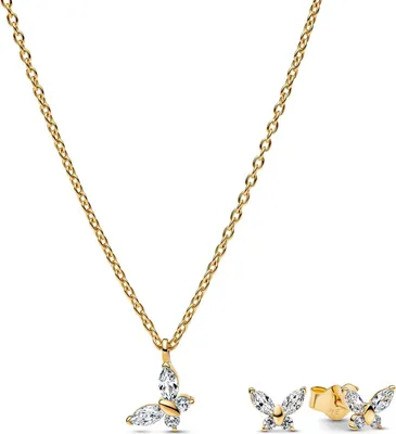 Pandora 21128 Damen-Schmuckset Kette und Ohrringe Schmetterling Goldfarben 1