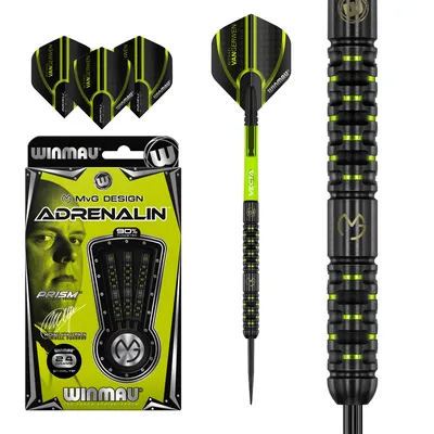 Zdjęcie produktu dla Rzutki Winmau Winmau MvG Adrenalin 24 gramy 90% stopu wolframu Steeltip 6 mm x 54,6 mm