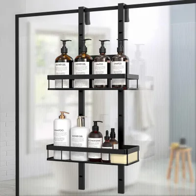 Image de Omgoods - Étagère de douche sans perçage - Organisateur de salle de bain suspendu avec 2 niveaux