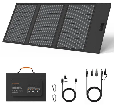 Produktbild von Tragbares Solarpanel 45W - Solarladegerät - Faltbar 3-teilig - Monokristallin - 24 % Wirkungsgrad - Für Handy, Camping, Wandern