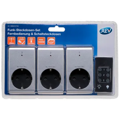 Produktbild von REV Funk-Steckdosen-Set silber 3+1 3x1000W           0085010703