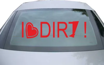 Produktbild von Indigos UG - Aufkleber Heckscheibe & Motorklappe DE7098 - rot - 600x161 mm - I love dirty - Auto Scheiben Fenster Heckklappe Tuning Racing JDM - Die cut