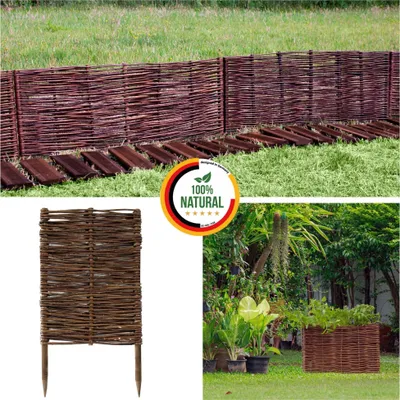Produktbild von Floranica 1 Stück Beeteinfassung Weide 60 cm x 30 cm Handgemachte Rasenkante  Beetbegrenzung - Beetzaun
