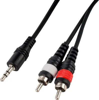Obrázok produktu pre CASCHA HH 2097, 3.5mm, Samec, 2 x RCA, Samec, 1 m, Čierna