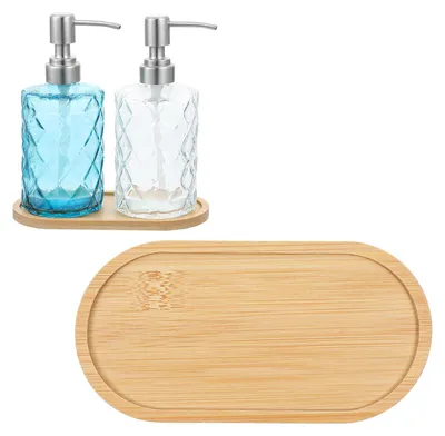 2er-Set ovale Bambus-Tabletts, klein, 17,4 × 8,8 cm, natur