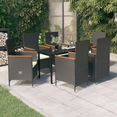 Produktbild von The Living Store 7-tlg. Garten-Essgruppe mit Kissen Schwarz